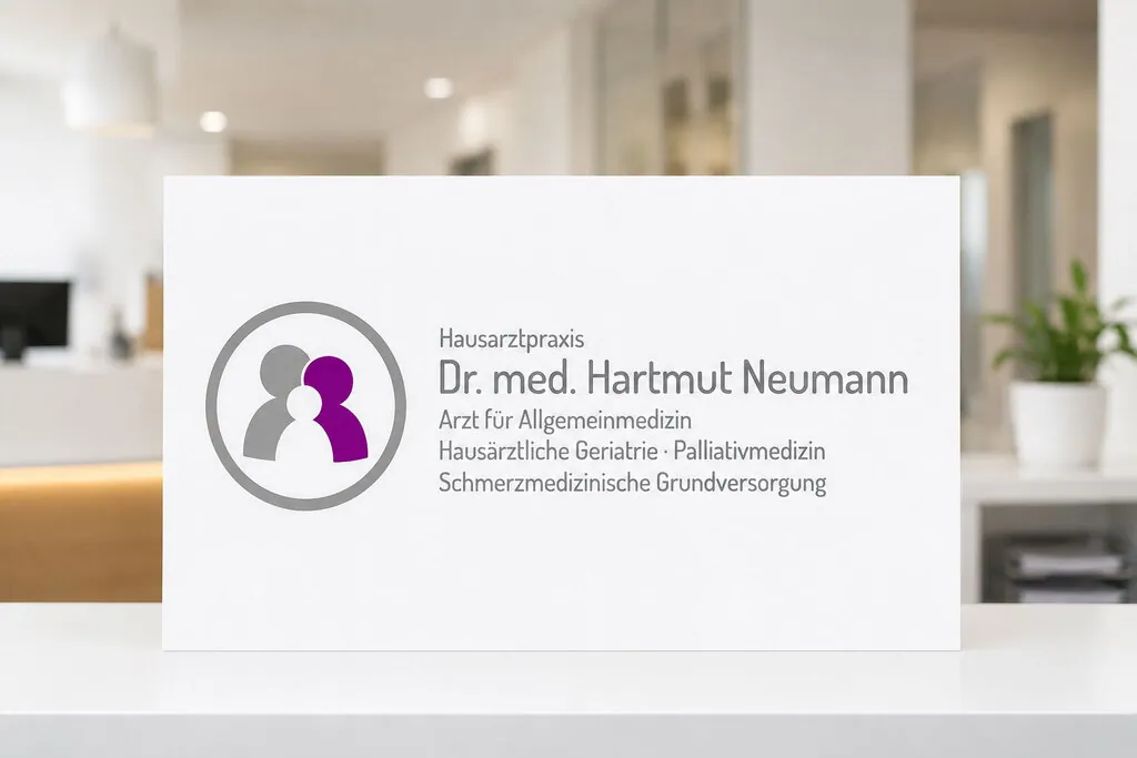 Logo der Hausarztpraxis Dr. med. Hartmut Neumann am Empfang